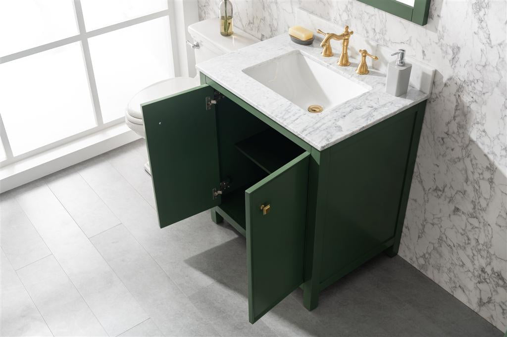 Legion Furniture | 30" Vogue Green Finish Sink Vanity Cabinet With Carrara White Top | WLF2130-VG Legion Furniture Legion Furniture   