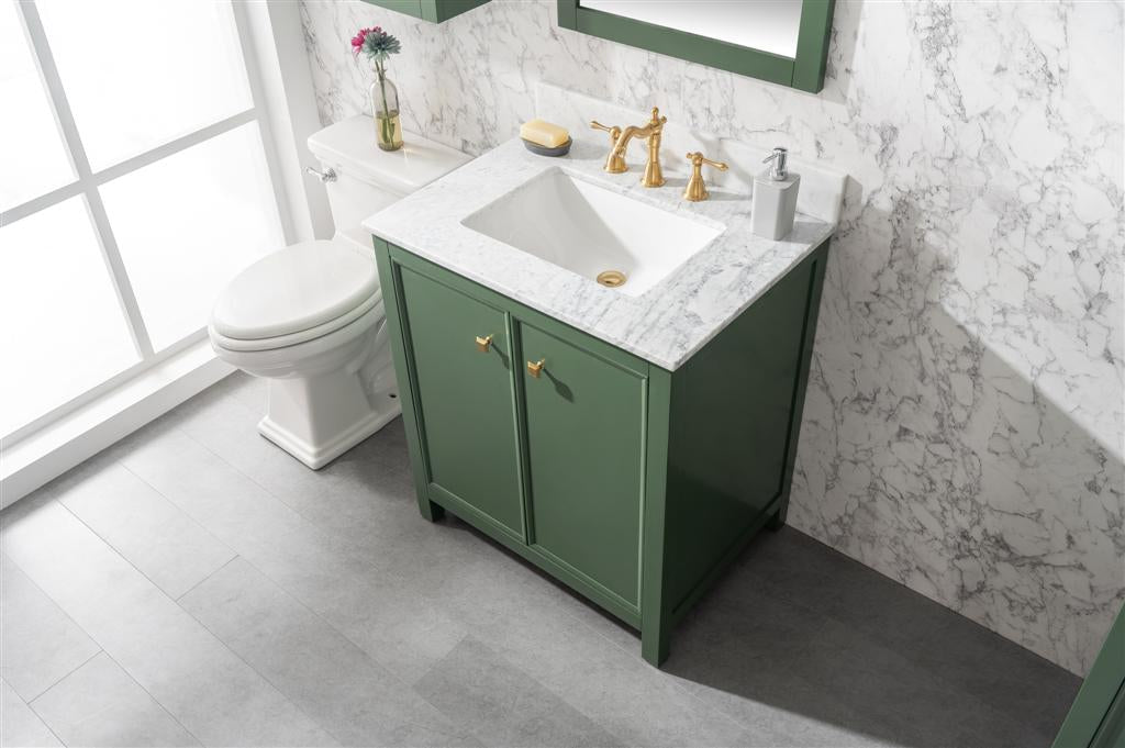 Legion Furniture | 30" Vogue Green Finish Sink Vanity Cabinet With Carrara White Top | WLF2130-VG Legion Furniture Legion Furniture   