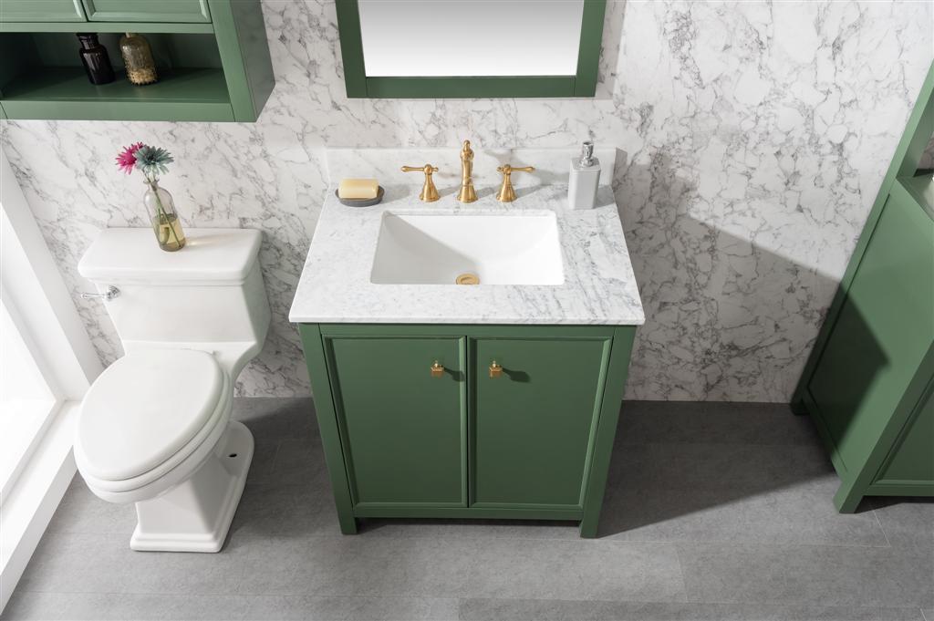 Legion Furniture | 30" Vogue Green Finish Sink Vanity Cabinet With Carrara White Top | WLF2130-VG Legion Furniture Legion Furniture   
