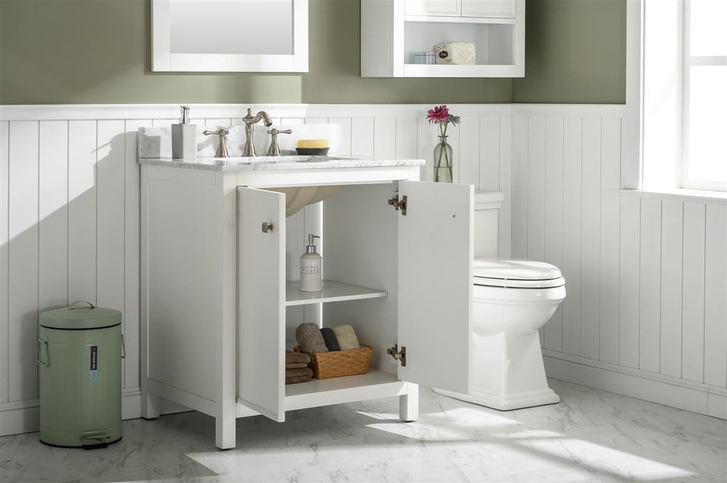 Legion Furniture | 30" White Finish Sink Vanity Cabinet With Carrara White Top | WLF2130-W Legion Furniture Legion Furniture   