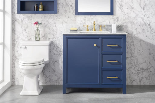 Legion Furniture | 36" Blue Finish Sink Vanity Cabinet With Carrara White Top | WLF2136-B Legion Furniture Legion Furniture   