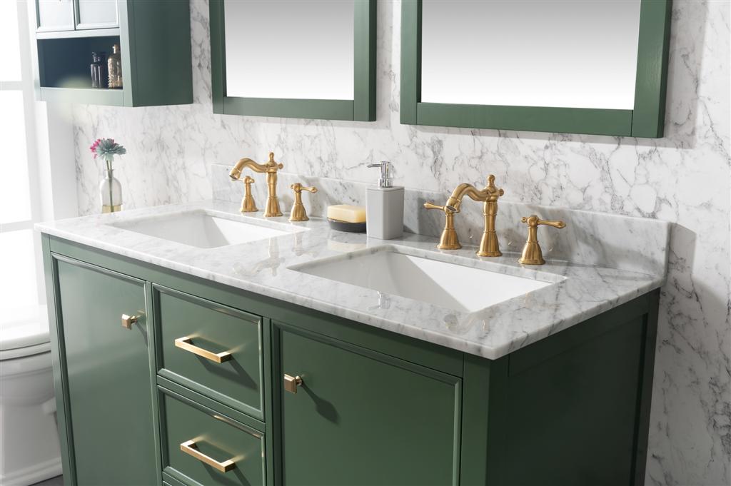 Legion Furniture | 54" Vogue Green Finish Double Sink Vanity Cabinet With Carrara White Top | WLF2154-VG Legion Furniture Legion Furniture   