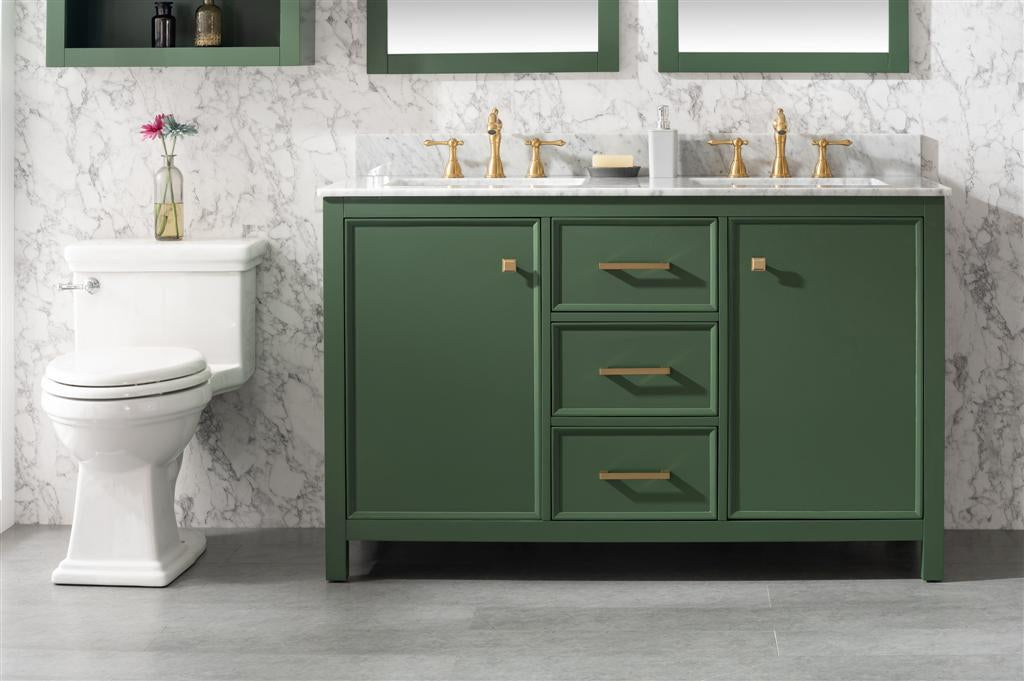 Legion Furniture | 54" Vogue Green Finish Double Sink Vanity Cabinet With Carrara White Top | WLF2154-VG Legion Furniture Legion Furniture   