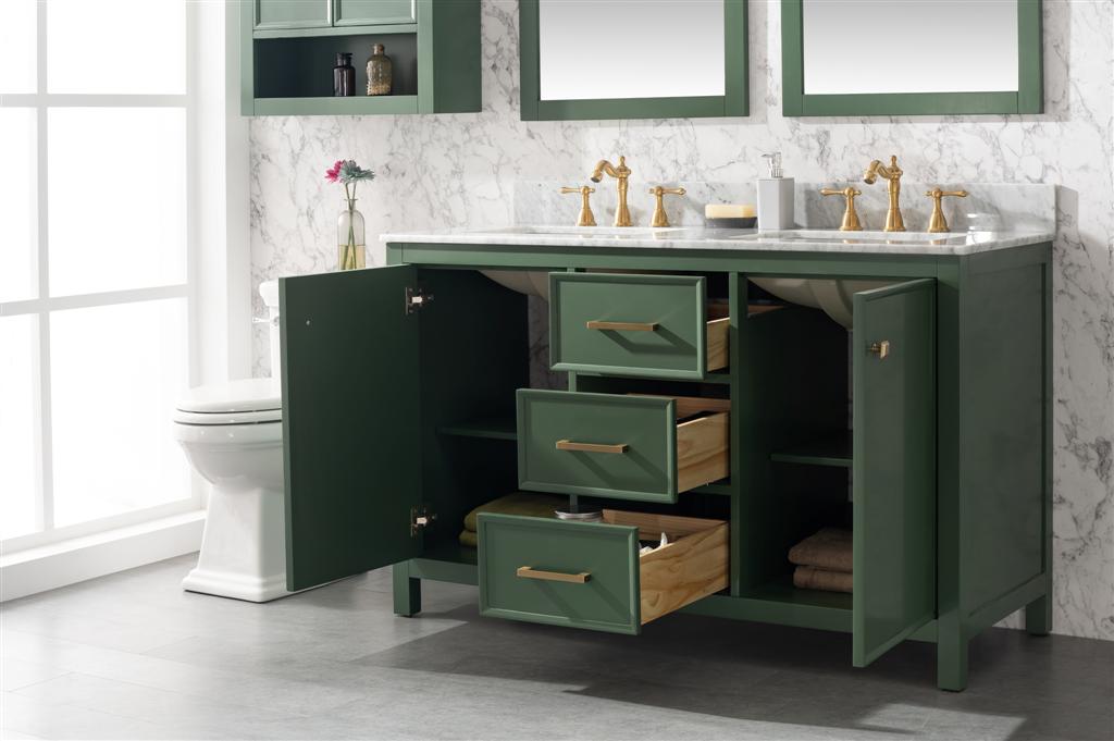 Legion Furniture | 54" Vogue Green Finish Double Sink Vanity Cabinet With Carrara White Top | WLF2154-VG Legion Furniture Legion Furniture   