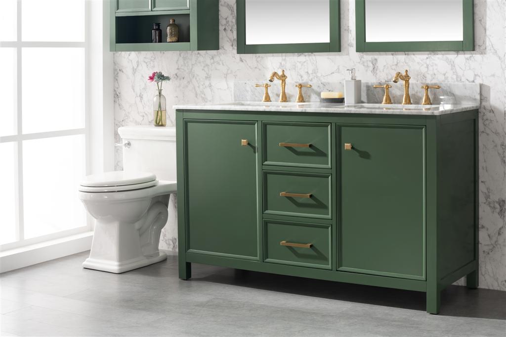 Legion Furniture | 54" Vogue Green Finish Double Sink Vanity Cabinet With Carrara White Top | WLF2154-VG Legion Furniture Legion Furniture   