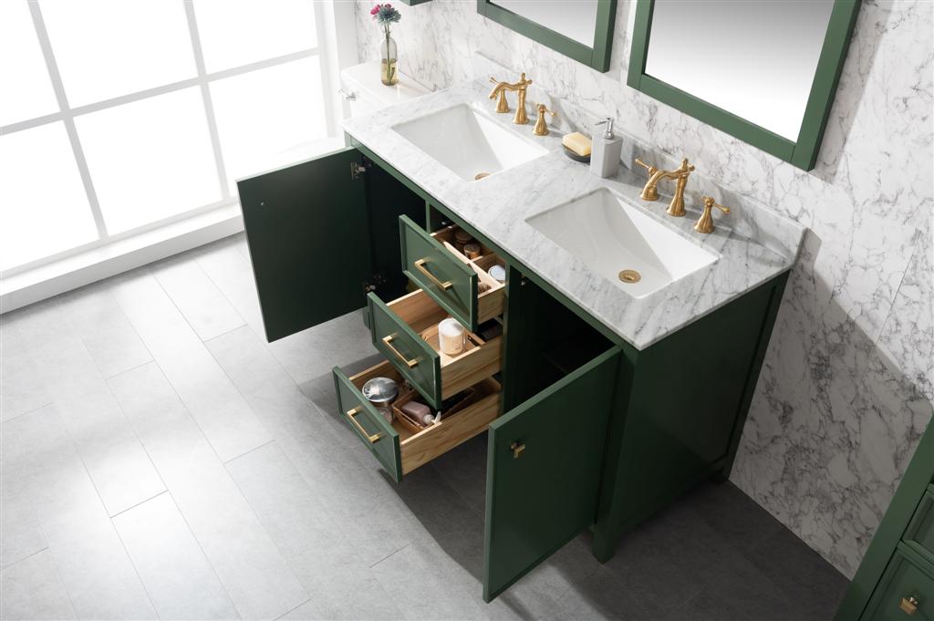 Legion Furniture | 54" Vogue Green Finish Double Sink Vanity Cabinet With Carrara White Top | WLF2154-VG Legion Furniture Legion Furniture   