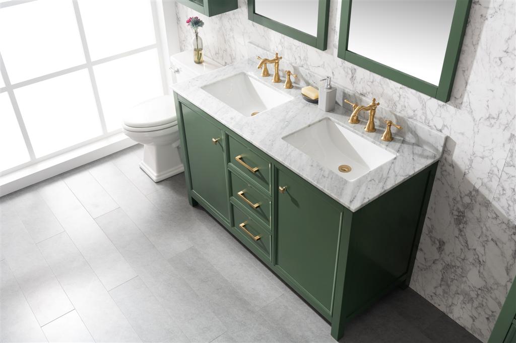 Legion Furniture | 54" Vogue Green Finish Double Sink Vanity Cabinet With Carrara White Top | WLF2154-VG Legion Furniture Legion Furniture   