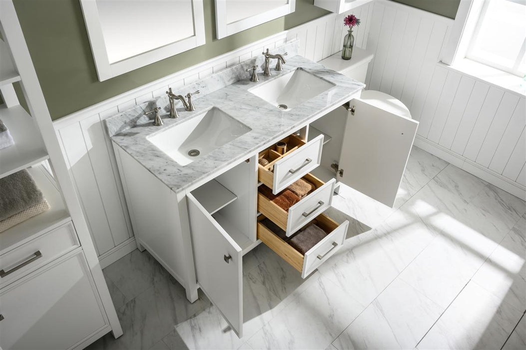 Legion Furniture | 54" White Finish Double Sink Vanity Cabinet With Carrara White Top | WLF2154-W Legion Furniture Legion Furniture   