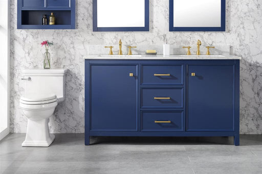 Legion Furniture | 60" Blue Finish Double Sink Vanity Cabinet With Carrara White Top | WLF2160D-B Legion Furniture Legion Furniture   