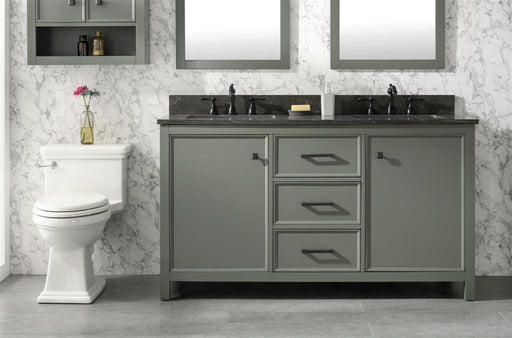 Legion Furniture | 60" Pewter Green Finish Double Sink Vanity Cabinet With Blue Lime Stone Top | WLF2160D-PG Legion Furniture Legion Furniture   