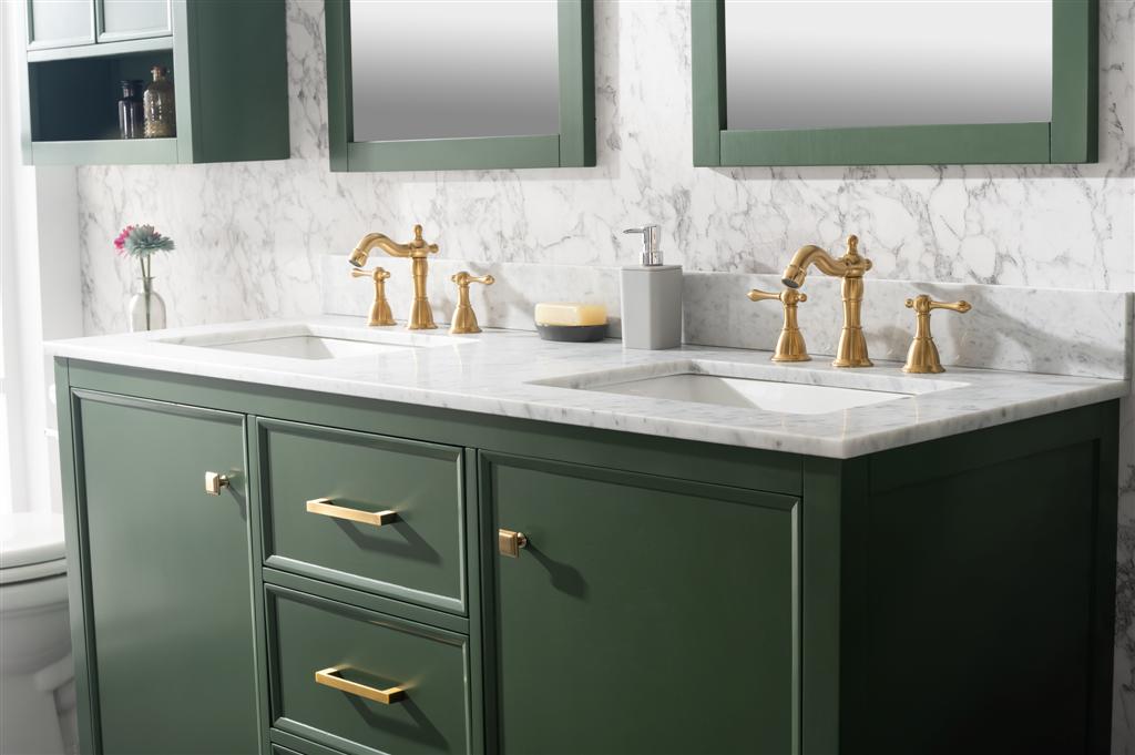 Legion Furniture | 60" Vogue Green Finish Double Sink Vanity Cabinet With Carrara White Top | WLF2160D-VG Legion Furniture Legion Furniture   