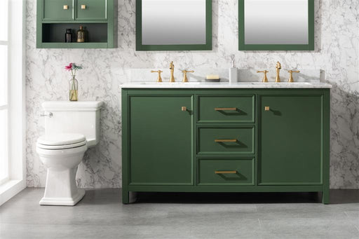 Legion Furniture | 60" Vogue Green Finish Double Sink Vanity Cabinet With Carrara White Top | WLF2160D-VG Legion Furniture Legion Furniture   