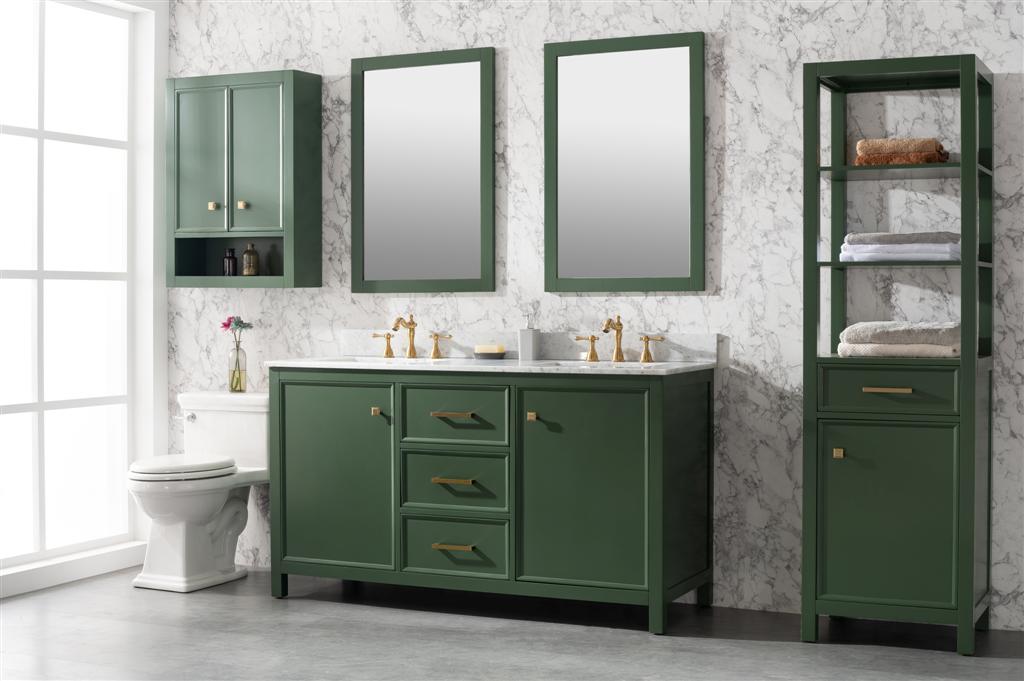 Legion Furniture | 60" Vogue Green Finish Double Sink Vanity Cabinet With Carrara White Top | WLF2160D-VG Legion Furniture Legion Furniture   