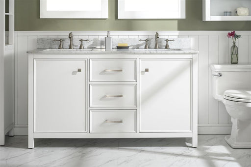 Legion Furniture | 60" White Finish Double Sink Vanity Cabinet With Carrara White Top | WLF2160D-W Legion Furniture Legion Furniture   