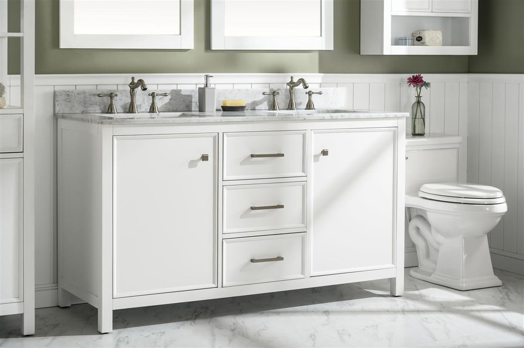 Legion Furniture | 60" White Finish Double Sink Vanity Cabinet With Carrara White Top | WLF2160D-W Legion Furniture Legion Furniture   
