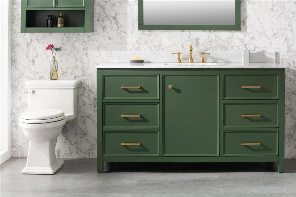 Legion Furniture | 60" Vogue Green Finish Single Sink Vanity Cabinet With Carrara White Top | WLF2160S-VG Legion Furniture Legion Furniture   