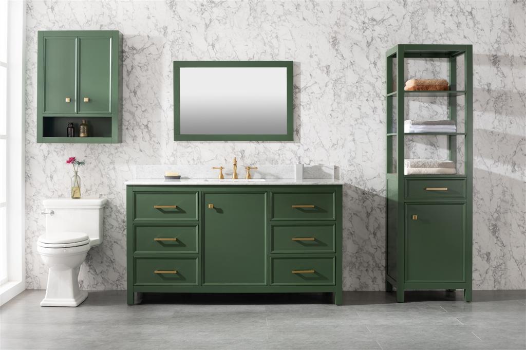 Legion Furniture | 60" Vogue Green Finish Single Sink Vanity Cabinet With Carrara White Top | WLF2160S-VG Legion Furniture Legion Furniture   