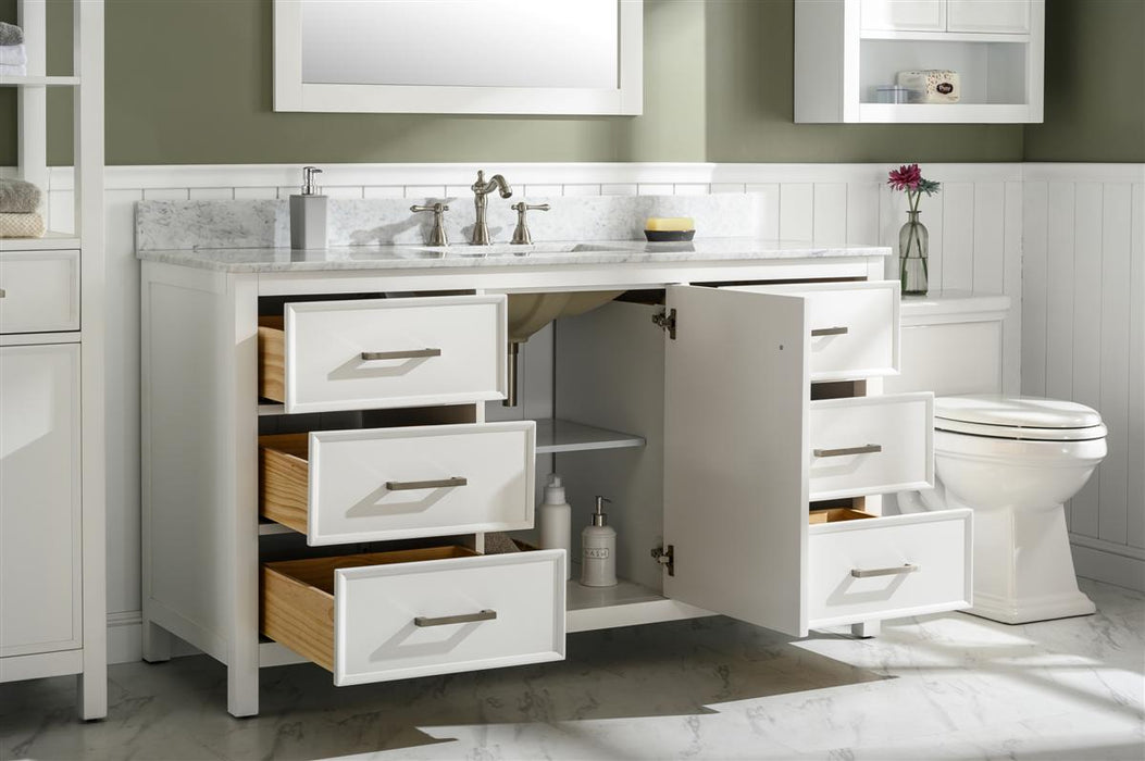 Legion Furniture | 60" White Finish Single Sink Vanity Cabinet With Carrara White Top | WLF2160S-W Legion Furniture Legion Furniture   