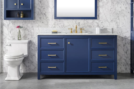 Legion Furniture | 60" Blue Finish Single Sink Vanity Cabinet With Carrara White Top | WLF2160S-B Legion Furniture Legion Furniture   