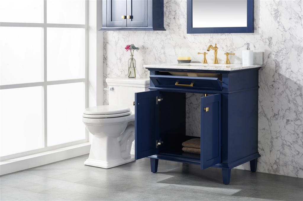 Legion Furniture | 30" Blue Finish Sink Vanity Cabinet With Carrara White Top | WLF2230-B Legion Furniture Legion Furniture   