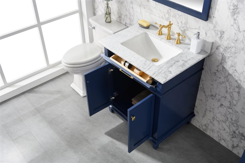 Legion Furniture | 30" Blue Finish Sink Vanity Cabinet With Carrara White Top | WLF2230-B Legion Furniture Legion Furniture   