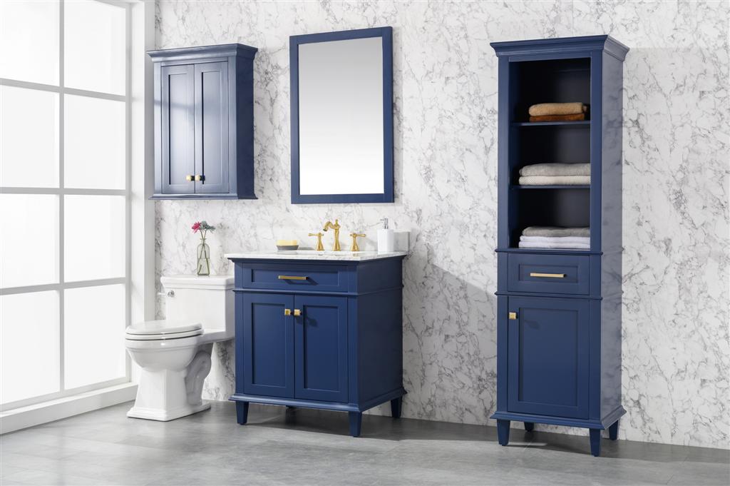 Legion Furniture | 30" Blue Finish Sink Vanity Cabinet With Carrara White Top | WLF2230-B Legion Furniture Legion Furniture   