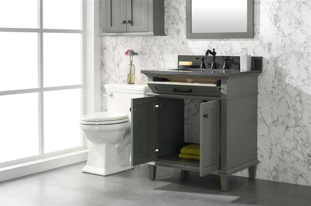 Legion Furniture | 30" Pewter Green Finish Sink Vanity Cabinet With Blue Lime Stone Top | WLF2230-PG Legion Furniture Legion Furniture   