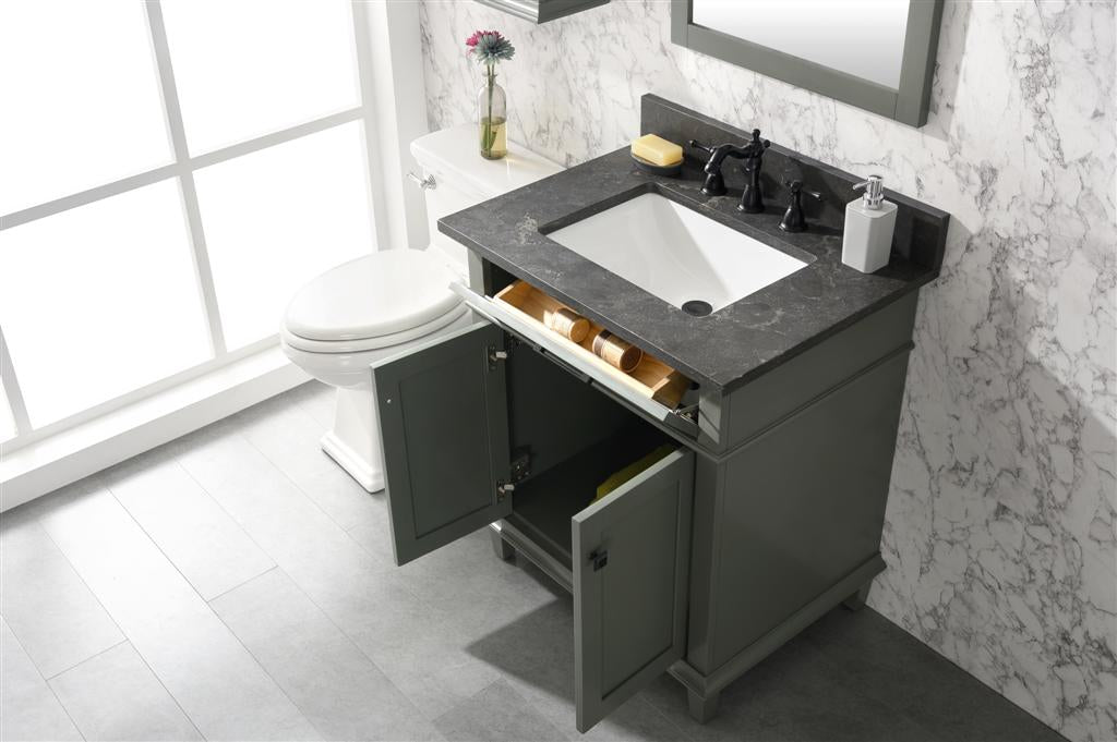 Legion Furniture | 30" Pewter Green Finish Sink Vanity Cabinet With Blue Lime Stone Top | WLF2230-PG Legion Furniture Legion Furniture   