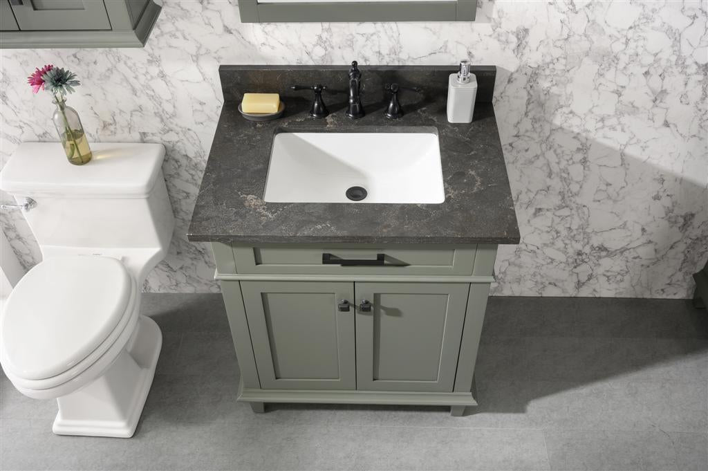 Legion Furniture | 30" Pewter Green Finish Sink Vanity Cabinet With Blue Lime Stone Top | WLF2230-PG Legion Furniture Legion Furniture   