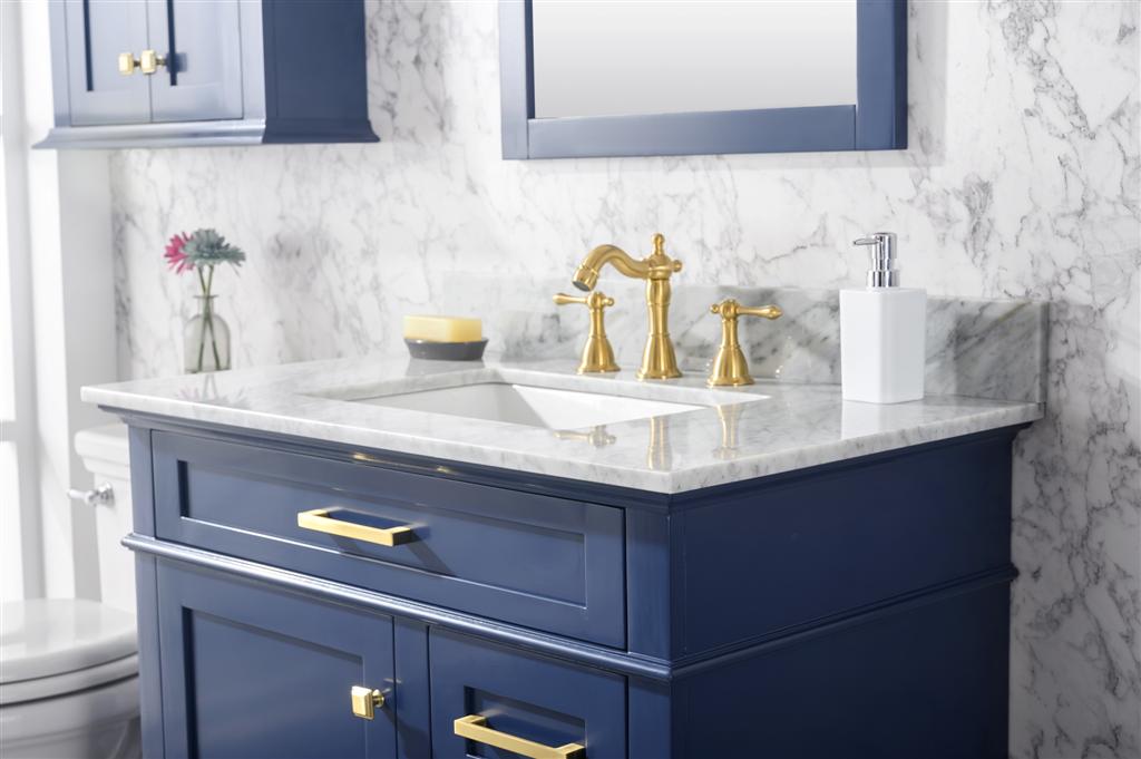 Legion Furniture | 36" Blue Finish Sink Vanity Cabinet With Carrara White Top | WLF2236-B Legion Furniture Legion Furniture   