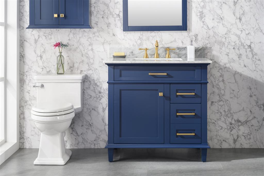 Legion Furniture | 36" Blue Finish Sink Vanity Cabinet With Carrara White Top | WLF2236-B Legion Furniture Legion Furniture   