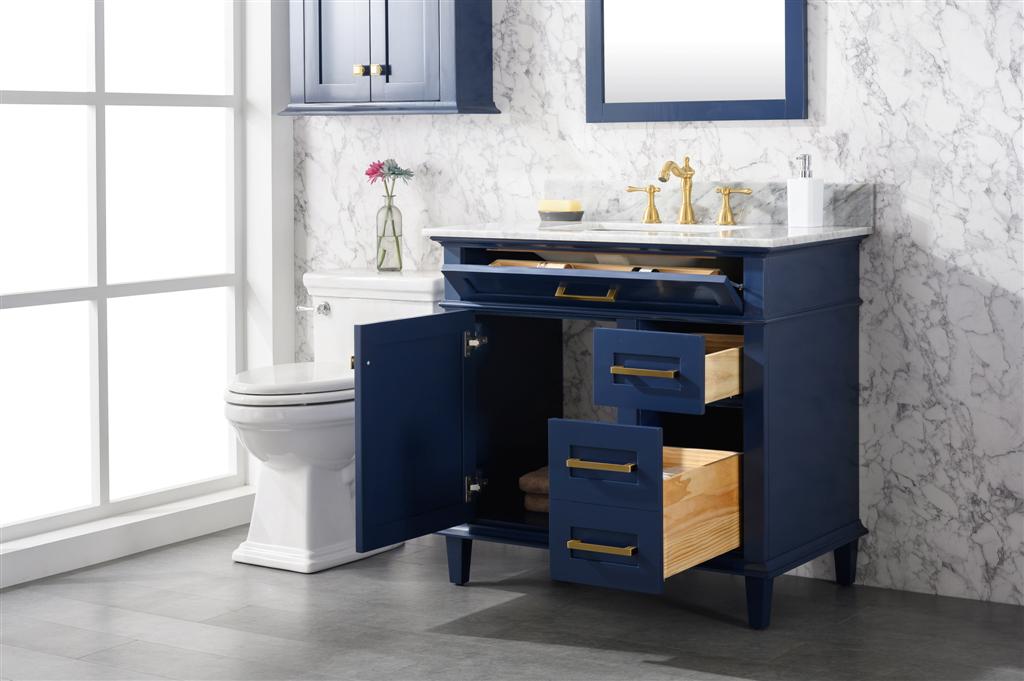 Legion Furniture | 36" Blue Finish Sink Vanity Cabinet With Carrara White Top | WLF2236-B Legion Furniture Legion Furniture   