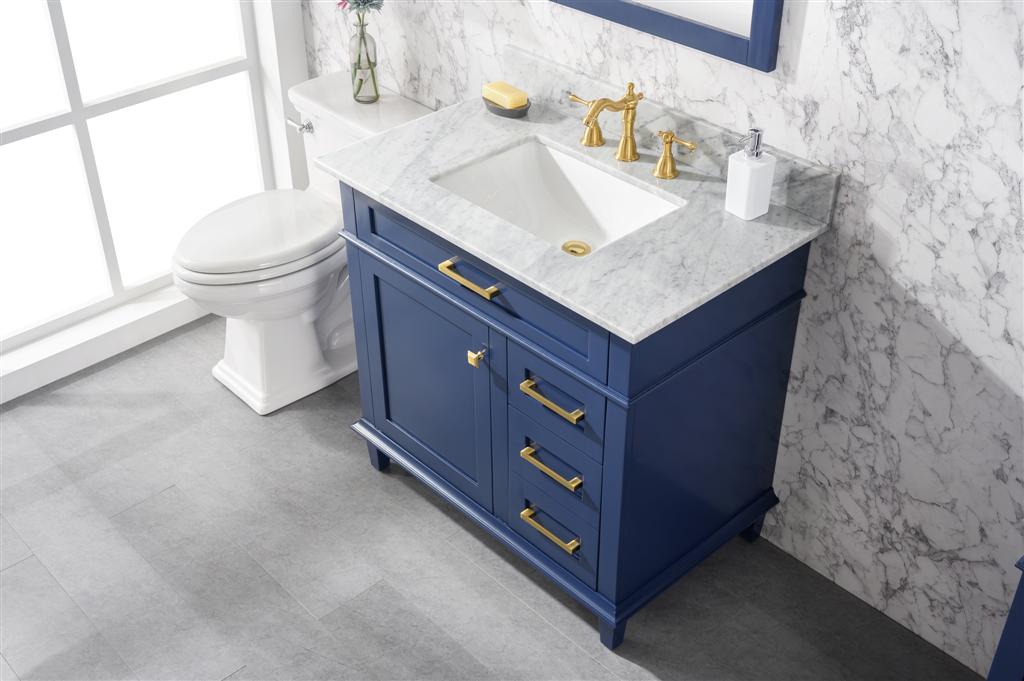 Legion Furniture | 36" Blue Finish Sink Vanity Cabinet With Carrara White Top | WLF2236-B Legion Furniture Legion Furniture   