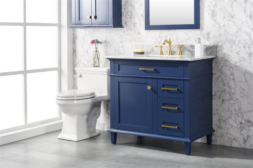 Legion Furniture | 36" Blue Finish Sink Vanity Cabinet With Carrara White Top | WLF2236-B Legion Furniture Legion Furniture   