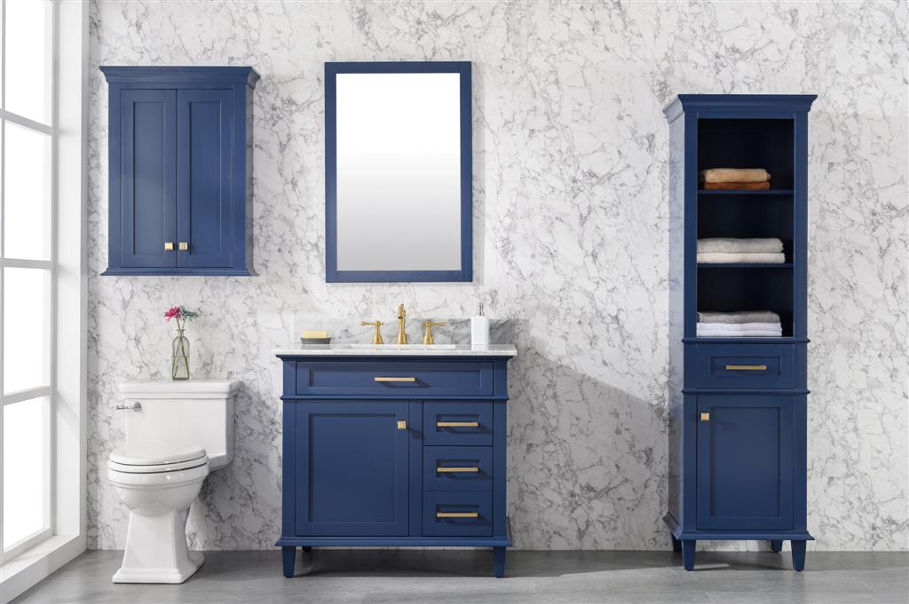 Legion Furniture | 36" Blue Finish Sink Vanity Cabinet With Carrara White Top | WLF2236-B Legion Furniture Legion Furniture   