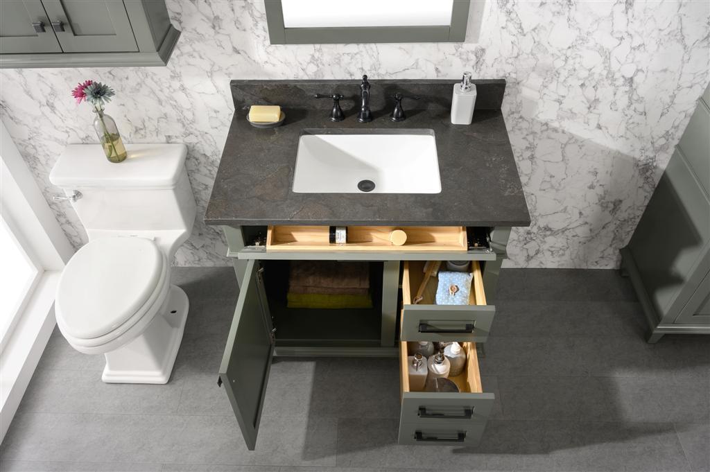 Legion Furniture | 36" Pewter Green Finish Sink Vanity Cabinet With Blue Lime Stone Top | WLF2236-PG Legion Furniture Legion Furniture   