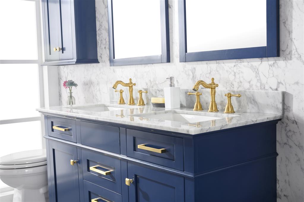 Legion Furniture | 54" Blue Finish Double Sink Vanity Cabinet With Carrara White Top | WLF2254-B Legion Furniture Legion Furniture   