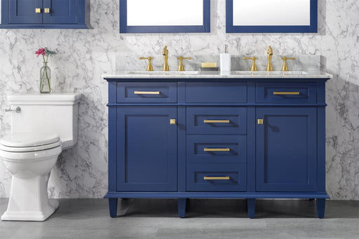 Legion Furniture | 54" Blue Finish Double Sink Vanity Cabinet With Carrara White Top | WLF2254-B Legion Furniture Legion Furniture   