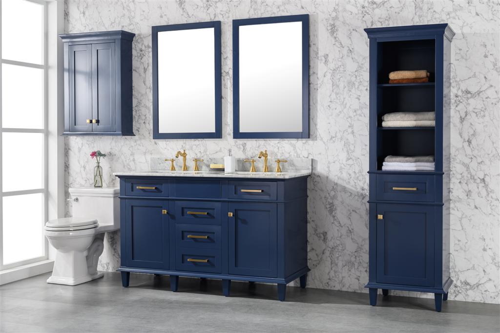 Legion Furniture | 54" Blue Finish Double Sink Vanity Cabinet With Carrara White Top | WLF2254-B Legion Furniture Legion Furniture   