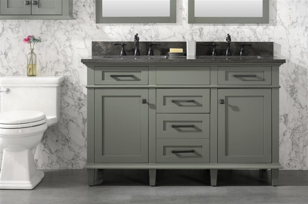 Legion Furniture | 54" Pewter Green Finish Double Sink Vanity Cabinet With Blue Lime Stone Top | WLF2254-PG Legion Furniture Legion Furniture   