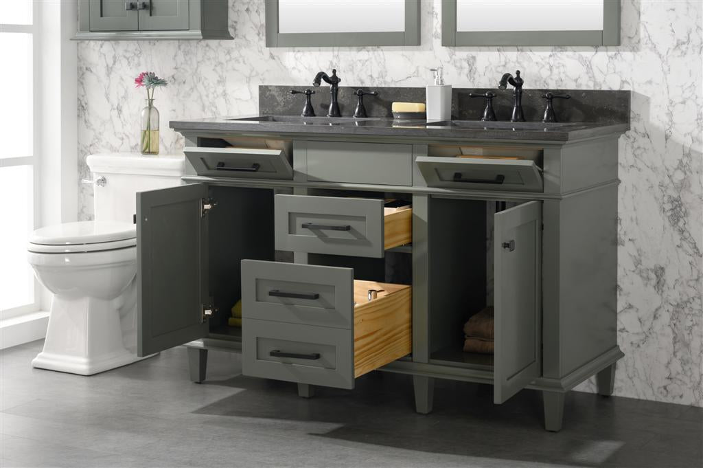 Legion Furniture | 54" Pewter Green Finish Double Sink Vanity Cabinet With Blue Lime Stone Top | WLF2254-PG Legion Furniture Legion Furniture   