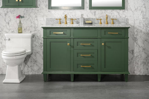 Legion Furniture | 54" Vogue Green Finish Double Sink Vanity Cabinet With Carrara White Top | WLF2254-VG Legion Furniture Legion Furniture   