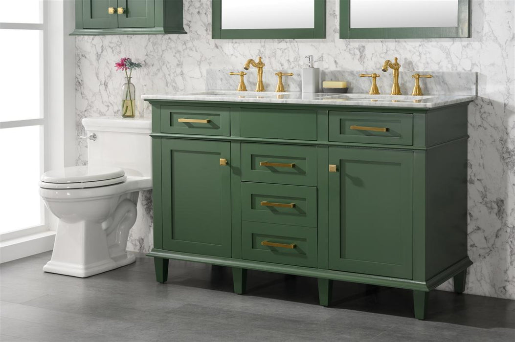 Legion Furniture | 54" Vogue Green Finish Double Sink Vanity Cabinet With Carrara White Top | WLF2254-VG Legion Furniture Legion Furniture   