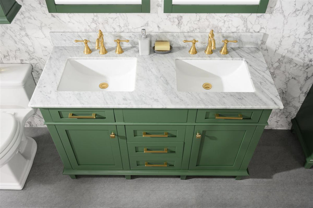 Legion Furniture | 54" Vogue Green Finish Double Sink Vanity Cabinet With Carrara White Top | WLF2254-VG Legion Furniture Legion Furniture   