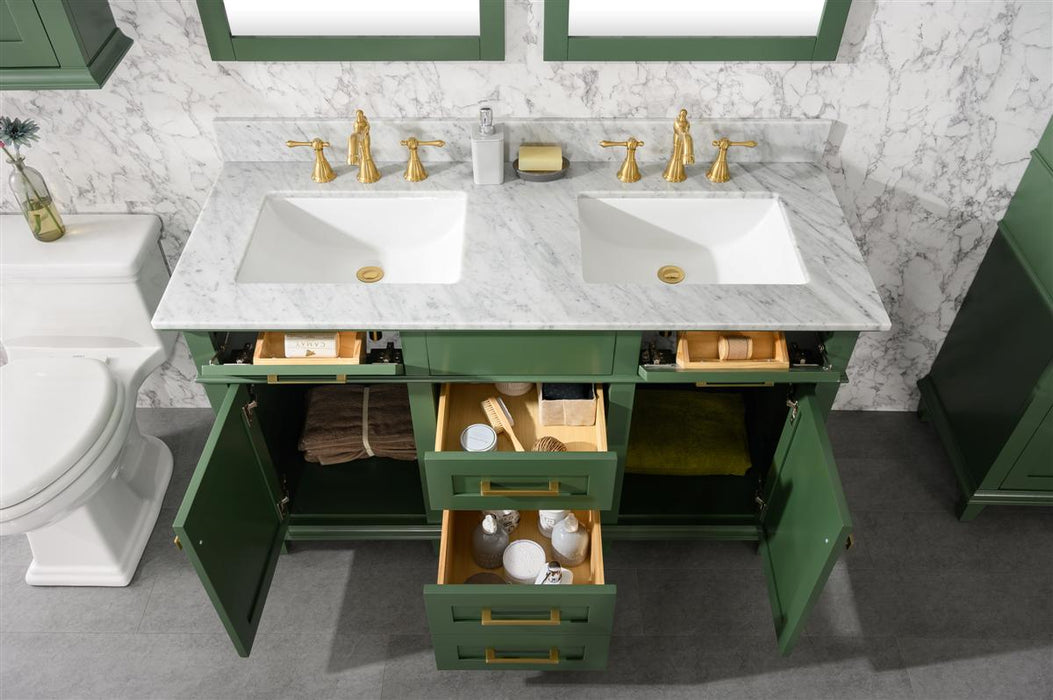 Legion Furniture | 54" Vogue Green Finish Double Sink Vanity Cabinet With Carrara White Top | WLF2254-VG Legion Furniture Legion Furniture   