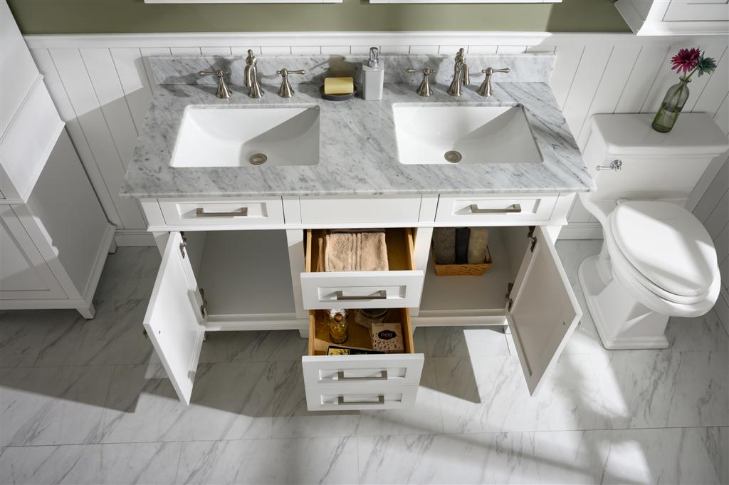 Legion Furniture | 54" White Finish Double Sink Vanity Cabinet With Carrara White Top | WLF2254-W Legion Furniture Legion Furniture   