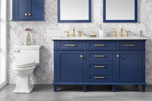 Legion Furniture | 60" Blue Finish Double Sink Vanity Cabinet With Carrara White Top | WLF2260D-B Legion Furniture Legion Furniture   