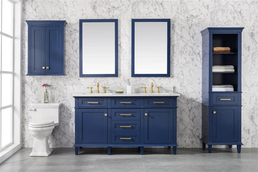 Legion Furniture | 60" Blue Finish Double Sink Vanity Cabinet With Carrara White Top | WLF2260D-B Legion Furniture Legion Furniture   