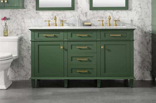 Legion Furniture | 60" Vogue Green Finish Double Sink Vanity Cabinet With Carrara White Top | WLF2260D-VG Legion Furniture Legion Furniture   