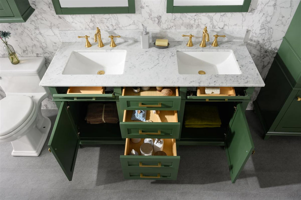 Legion Furniture | 60" Vogue Green Finish Double Sink Vanity Cabinet With Carrara White Top | WLF2260D-VG Legion Furniture Legion Furniture   